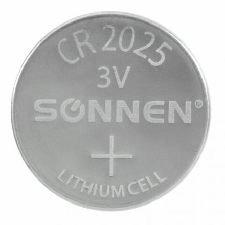 Батарейки литиевые SONNEN Lithium CR2025, "таблетки, дисковые, кнопочные", КОМПЛЕКТ 2 шт., блистер, 457139