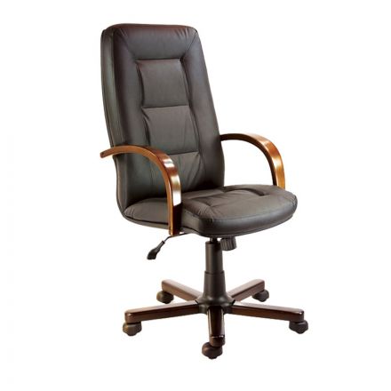 Кресло для руководителя Verona черное (кожа/светлый орех)