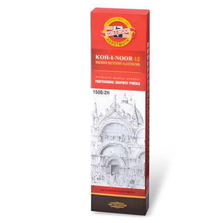 Карандаш чернографитный KOH-I-NOOR 1500, 1 шт., 2H, корпус желтый, заточенный, 150002H01170RU