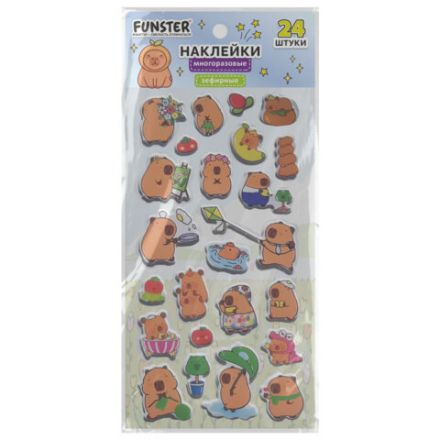 Наклейки зефирные "Капибары", 18х9,5 см, ассорти 6 видов, FUNSTER (ФАНСТЕР), 666093