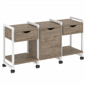 Loft Тумба на колесных опорах наборная. Вариант №6 VR.L-TN-6.K Тиквуд тёмный/Белый металл 1440*460*767