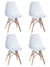 Набор 4 шт Стул обеденный DOBRIN DSW, ножки светлый бук, цвет белый (W-02)