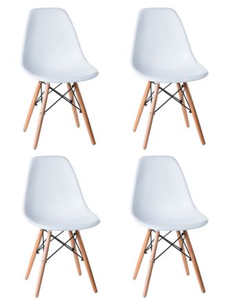 Набор 4 шт Стул обеденный DOBRIN DSW, ножки светлый бук, цвет белый (W-02)