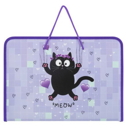 Папка для труда на молнии с ручками ПИФАГОР А4, 1 отделение, пластик, органайзер, "Falling cat", 272226 Папка для труда на молнии с ручками ПИФАГОР А4, 1 отделение, пластик, органайзер, "Falling cat", 272226