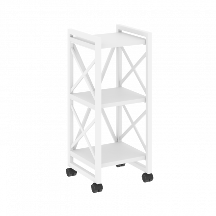 Loft Стеллаж на колесных опорах-3 полки VR.L-MST.K-3.4 Белый бриллиант/Белый металл 400*400*968