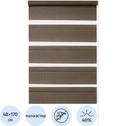 Рулонная штора SKR Ролло день-ночь коричневый 48x170