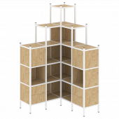 Loft Угловой внутренний стеллаж наборный VR.L-45 Тиквуд светлый/Белый металл 1278*1278*2280
