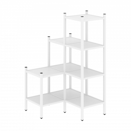 Loft Угловой внутренний стеллаж наборный VR.L-36 Белый бриллиант/Белый металл 862*862*1458 Loft Угловой внутренний стеллаж наборный VR.L-36 Белый бриллиант/Белый металл 862*862*1458