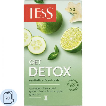 Чай Tess Get Detox зеленый с добавками, 1,5гх20шт/уп