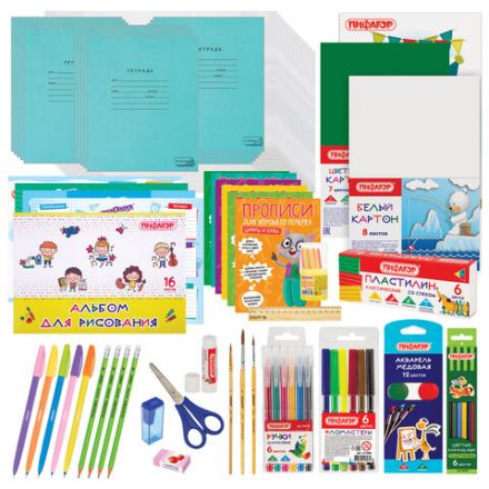Набор школьных принадлежностей в подарочной коробке ПИФАГОР "НАБОР ПЕРВОКЛАССНИКА", 71 предмет, 881132