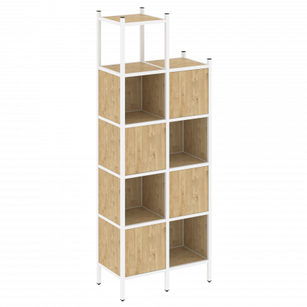 Loft Прямой стеллаж наборный VR.L-20 Тиквуд светлый/Белый металл 862*446*2280