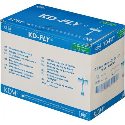 Игла-бабочка Устройство для влив в малые вены Luer Lock 21G KD-Fly 100шт/уп