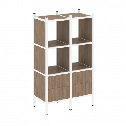 Loft Прямой стеллаж наборный VR.L-03 Дуб аризона/Белый металл 862*446*1458