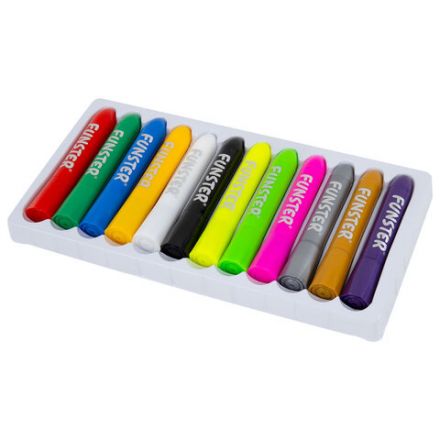 Аквагрим для лица и тела, 12 цветов (6 классических + 3 неон + 3 метал), 10 трафаретов, FUNSTER (ФАНСТЕР), 192575