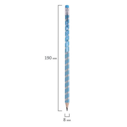 Карандаш чернографитный BRAUBERG "SILVER LINE", 1 шт., HB, с ластиком, корпус ассорти, 181749