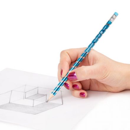 Карандаш чернографитный BRAUBERG "SILVER LINE", 1 шт., HB, с ластиком, корпус ассорти, 181749