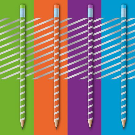 Карандаш чернографитный BRAUBERG "SILVER LINE", 1 шт., HB, с ластиком, корпус ассорти, 181749