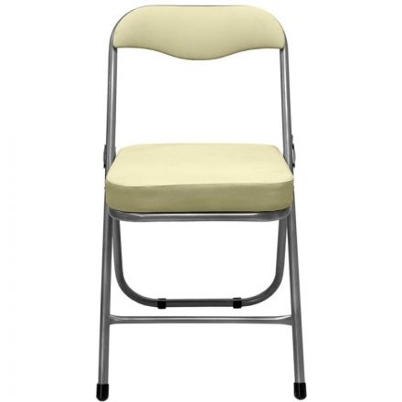 Стул складной каркас металлик,кожзам 506 слоновая кость РС 04 кант