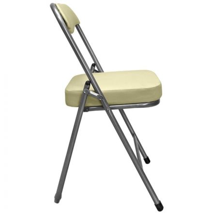 Стул складной каркас металлик,кожзам 506 слоновая кость РС 04 кант