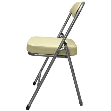 Стул складной каркас металлик,кожзам 506 слоновая кость РС 04 кант