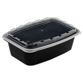 Контейнер одноразовый 1000 мл, С КРЫШКОЙ, 211х146 мм, черный/прозрачный, ПП, ВЗЛП, 1266Ч