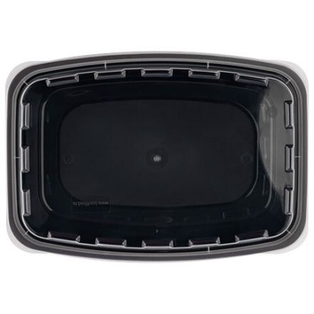 Контейнер одноразовый 1000 мл, С КРЫШКОЙ, 211х146 мм, черный/прозрачный, ПП, ВЗЛП, 1266Ч