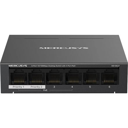 Коммутатор Mercusys MS106LP (L2) 6x100Мбит/с 4PoE+ 40W неуправляемый