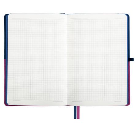 Блокнот А5 (148х218 мм), BRAUBERG "DUO", под кожу с резинкой, 80 л., клетка, синий/розовый, 113434