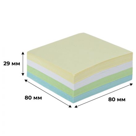 Блок для записей Attache Economy на склейке 8х8х2,9см цветной черед.с белым