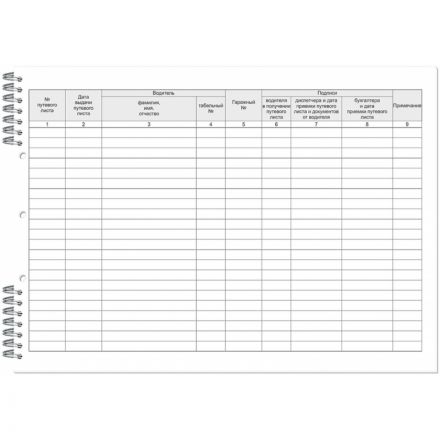 Журнал учета путевых листов А4 50 листов