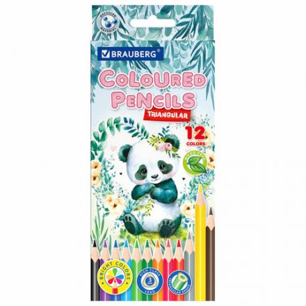 Карандаши цветные "АССОРТИ 8 ДИЗАЙНОВ 3-10 лет", 12 цветов, трехгранные, BRAUBERG, 182055