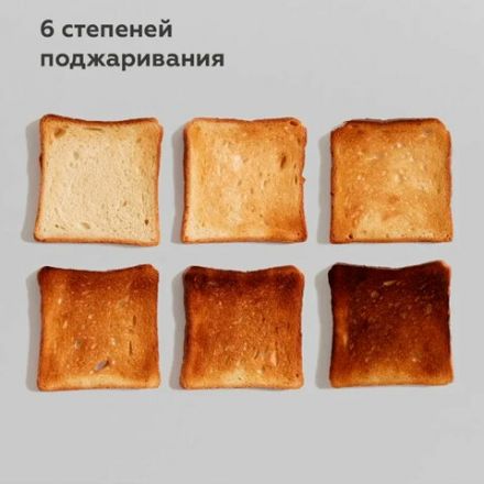 Тостер BQ (БИ-КЬЮ) T1711, 900 Вт, 2 тоста, 6 режимов, пластик, белый, 86189891