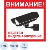 Знак безопасности V40-01 Ведется видеонаблюдение (пластик 200х200)