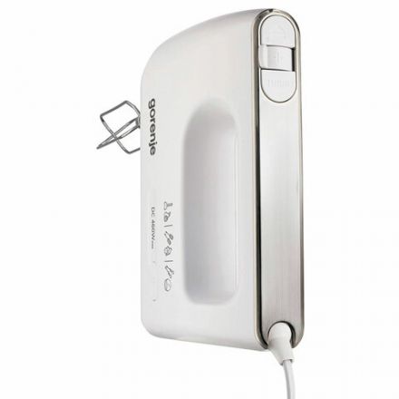 Миксер GORENJE M460CDC, 400 Вт, 5 скоростей, 2 венчика, 2 крюка для теста, белый, 7356