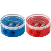 Точилка пластиковая Faber-Castell 2 отверстия, контейнер, красная/синяя