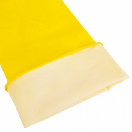 Перчатки МНОГОРАЗОВЫЕ латексные с хлопчатобумажным напылением, размер 9-10, XL (очень большой), вес 61 г, желтые, KOMFI, DGL027P