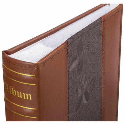 Фотоальбом BRAUBERG на 200 фото 10х15 см, под кожу (комбинированную), бумажные страницы, бокс, коричневый, 390483