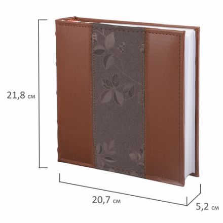Фотоальбом BRAUBERG на 200 фото 10х15 см, под кожу (комбинированную), бумажные страницы, бокс, коричневый, 390483