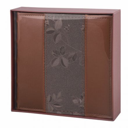 Фотоальбом BRAUBERG на 200 фото 10х15 см, под кожу (комбинированную), бумажные страницы, бокс, коричневый, 390483