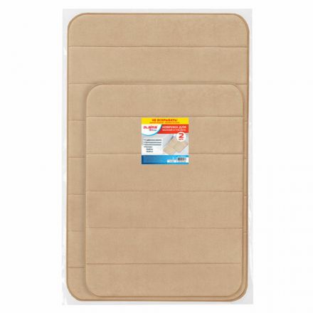 Комплект ковриков MEMORY EFFECT для ванной 50х80 см и туалета 40х60 см, персиковый, LAIMA HOME, 608447