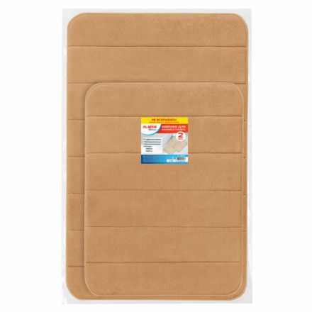 Комплект ковриков MEMORY EFFECT для ванной 50х80 см и туалета 40х60 см, персиковый, LAIMA HOME, 608447