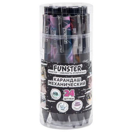 Карандаш механический 0,7 мм с принтом FUNSTER (ФАНСТЕР) "ANIME", корпус soft-touch ассорти, 182059
