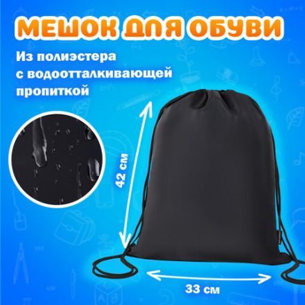 Папка на молнии с ручками А4, мешок для обуви 42х33 см, пенал 20х10 см, черный, НАБОР BRAUBERG, 273288