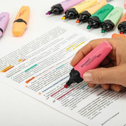 Набор текстовыделителей 15 ПАСТЕЛЬНЫХ ЦВЕТОВ на подставке, BRAUBERG "DELTA PASTEL", линия 1-5 мм, 152507