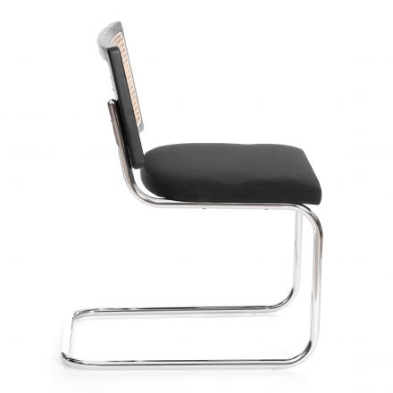 Стул MANI дерево вяз, ротанг/ткань лен, металлический каркас, черный, 46х46х78 см