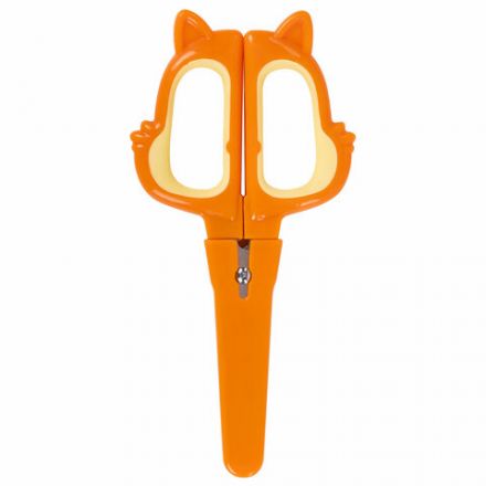 Ножницы 130 мм, фигурные рукоятки с резиновыми вставками "Белочка", с чехлом, BRAUBERG KIDS, 238353 Ножницы 130 мм, фигурные рукоятки с резиновыми вставками "Белочка", с чехлом, BRAUBERG KIDS, 238353