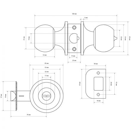Защелка _УЗК_кноб круглый д/дер. дв. СТАНДАРТ 607 ET AB кл/фикс, бронза