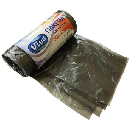 Мешки для мусора на 30 литров черные (9 мкм, в рулоне 50 штук, 47х57 см)