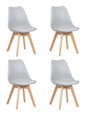 Набор 4 шт Стул обеденный DOBRIN JERRY SOFT, ножки светлый бук, цвет сиденья светло-серый (GR-01)