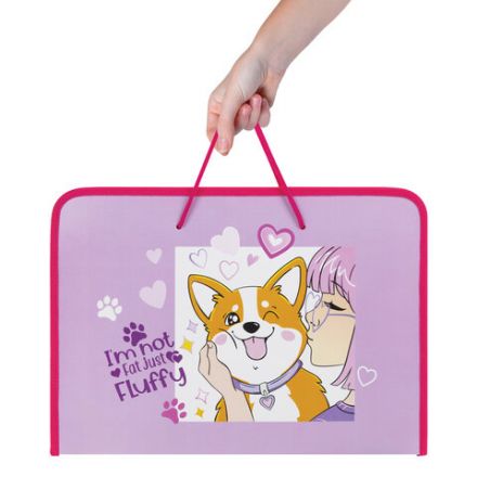 Папка для труда на молнии с ручками ПИФАГОР А4, 1 отделение, пластик, органайзер, "Fluffy akita", 272227 Папка для труда на молнии с ручками ПИФАГОР А4, 1 отделение, пластик, органайзер, "Fluffy akita", 272227